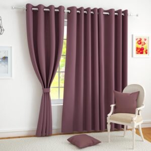 Story@Home 100% True Blackout Door Curtains 7 Feet Long Set of 2 | Solid Design | Room Darkening Curtain | Thermal Insulated Curtains for Living Room, Bedroom | (116 x 215 cm, Burgundy)